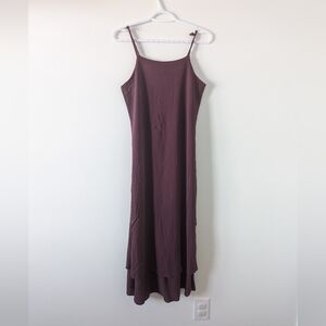 Women's Elegant Plum Maxi Slip Dress with Flowy Hem Size Medium